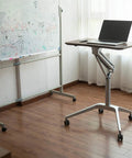 Solid As A Rock Adjustable Lectern And Podium Stand With Grease Free Casters, desktop with laptop, adjustable height, rolling cart