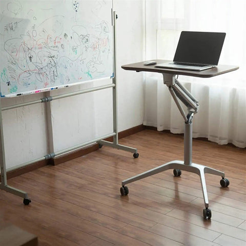 Solid As A Rock Adjustable Lectern And Podium Stand With Grease Free Casters, desktop with laptop, adjustable height, rolling cart