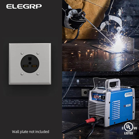 Flush Mount 30 Amp 250V NEMA 6-30R Power Receptacle for Welder or Generator 2 Pole 3 Wire Straight Blade Outlet, UL listed