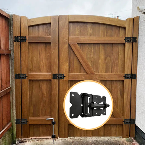 Built Tough Heavy Duty Self Closing Gate Hinges Kit for Vinyl and Wooden Fences, 90 Degree Adjustable Swing, No Weld Black Finish