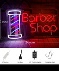 Lit Barber Shop Neon Sign For Wall Decor LED Neon Lights Red Blue White 24 By 13.8 Inch Indoor Display with power adapter and chain