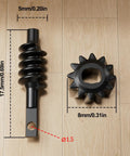 Two To Twelve Tooth Overdrive Axle Gear Set For Thirtieth Scale Axial SCX30 RC Crawler Upgrades showing size dimensions