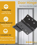 5 Inch by 5 Inch Heavy Duty Door Hinges That Hold Up to 220 Lbs with 20 Screws, Square Corner Design, Rugged Steel Construction for Interior and Exterior Doors, Easy Install, Smooth Operation, Maximum Bearing Strength. Black 201 stainless steel hinges