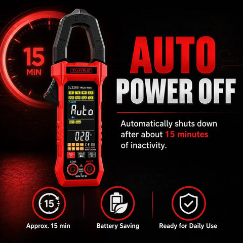 Pro Grade True RMS Clamp Meter For DIY And Pros 6000 Counts Multimeter Measures AC DC Voltage And 600A Current NCV Live Wire Detector Auto Range Overload Protection Capacitance Resistance Diode Test Handy For Home And Industrial Repairs, red auto power off display