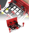 Heavy Duty Adjustable Table Saw Push Block With No Slip Vertical Grip Aluminum Alloy Featherboard Backer showing adjustable clamp and grips.