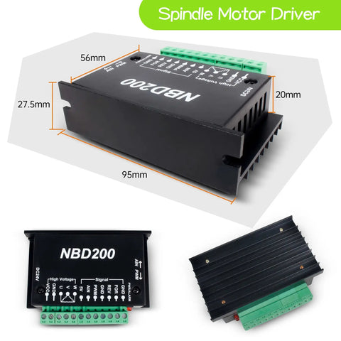 24V DC Brushless Spindle Motor 10800 RPM 104W Air Cooled ER8 Spindle With BLDC Driver Controller and Mount Bracket for CNC