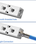 Rugged Aluminum Air Manifold 2 Way 4 Port Inline Block with smooth threaded hole and tight connection fitting for pneumatic systems