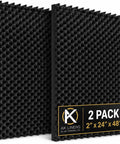 Level Up Your Space With These Dope High Density Egg Crate Acoustic Foam Panels 2 Pack 48x24x2 Sound Absorbing Wall Tiles against a black background.