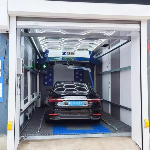 Commercial Fully Automatic Touchless Car Wash Machine With 360 Degree Rotating High Pressure Spray And Fast Air Dry System for auto detailing.