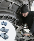 Mechanic using M6 M8 M10 U Clip Nuts Set In Stainless Steel for engine panel installation with close-up of spring steel clips