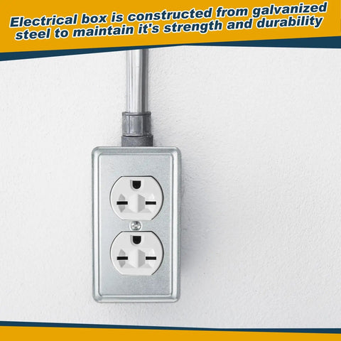 4 Pack Metal Electrical Box Covers 4x2 Inch Rectangular Receptacle Covers for Exposed Outlets Heavy Duty Galvanized Steel Duplex Junction Caps