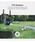 Make Your Yard The Safest Spot With This Badass Solar Security Cam Boasting 4G LTE And WiFi Dual Connectivity Plus A Beast Mode 10400 Mh Battery For True Off Grid Freedom And Remote App Oversight showing PTZ rotation and control features.
