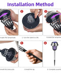 Installation steps for Solar Bug Zapper Outdoor Solar Powered IP66 Waterproof Mosquito Killer And Trap For Backyards Gardens And Farms Weatherproof Outdoor Insect Zapper For Gnats Flies Moths And Other Small Flying Pests Four Pack