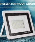 JUDYSSY Solar Flood Lights Led Floodlight 100W, outdoor spotlight IP66 waterproof with bright LED chip for garden use.