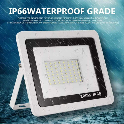 JUDYSSY Solar Flood Lights Led Floodlight 100W, outdoor spotlight IP66 waterproof with bright LED chip for garden use.