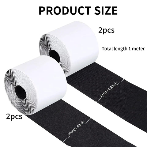 Non Slip Couch Cushion Grips And Adhesive Hook And Loop Tape with 2pcs rolls, size details visible, durable secure hold