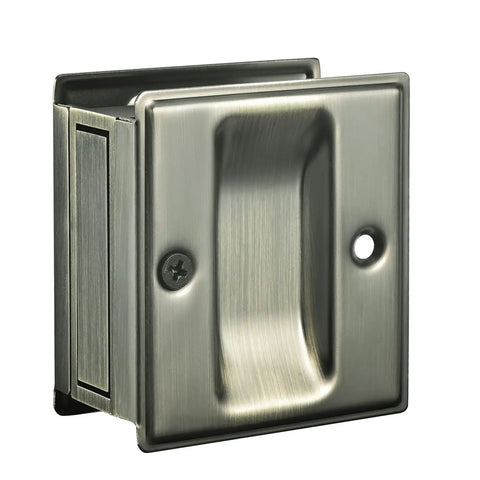 Privacy Pocket Door Pull Without Switch Plate For One And Three Eighths Inch Thick Doors No Lock Easy Install Left Or Right Use Antique Brass