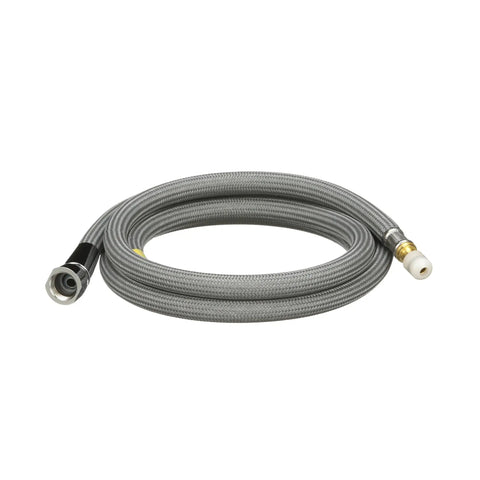Replacement Hose Service Kit For Pulldown Kitchen Faucets With 68 Inch Hose, Rubber Washer, And Adapters in gray metal coil