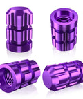 Vibrant Purple Tire Valve Stem Caps 4 Pack, Rustproof Metal Caps With Fade Resistant Finish, Universal Fit For Cars