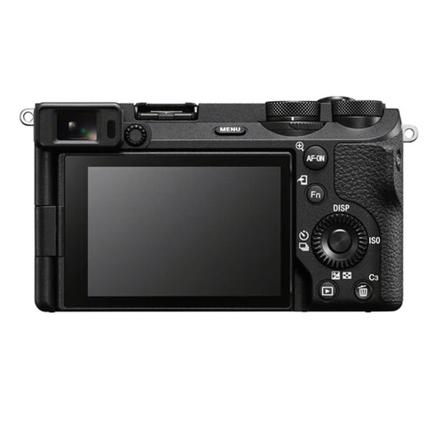 Back view of A6700 Mirrorless Camera Kit With 16 To 50mm Lens, 128GB Extreme Speed Card, Wide Angle Adapter And 2x Tele Lenses