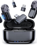 Mini Wireless Lavalier Microphone With AI Noise Cancellation, Dual Channel, accessories and open 36H Battery Case
