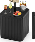 Outdoor Umbrella Side Table With Hole 2 In 1 Square Patio Table For Poolside And Deck Includes 15.9 Gallon Fillable Base