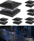 Lit 11 Pack Solar Post Cap Lights Warm White LED Outdoor Lighting For Fence Posts 4x4 Waterproof IP65 with night view.