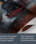Steam Train Wall Mural Large 169x118 Inch Fabric Wallpaper For Living Room Decor, detail of locomotive and water-resistant fabric