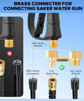 Foam Cannon Dual Connector Accessory For Pressure Washer Kit showing brass connectors and adapters for Saker water gun.