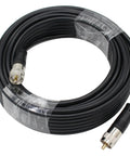 RG8X Coaxial Cable 50ft 15m With Double Shielding And 16 AWG 19 Strand Tinned Copper Core For Ham Radio CB Antenna Systems PL259 Male To Male Connectors Built Tough For Low Loss Signals coiled with connectors visible