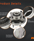Front Wheel Hub And Bearing Assembly For 4WD Ford F150 2004 2006 2007 2008 And Lincoln Mark LT 2006 2007 2008 With 6 Lug And ABS 515079 Swap In Ready Direct Replacement For Easy Install, showing hub design and steel wheel bolts