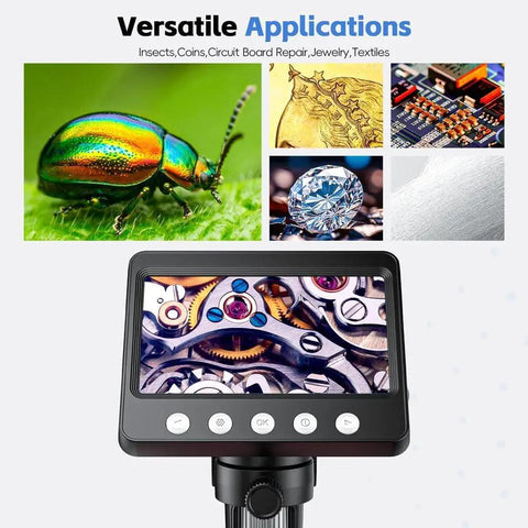 4.3 Inch LCD Digital Microscope For Adults With 50X To 1000X Zoom, 8 Adjustable LED Lights, USB Microscope For Windows And MacOS