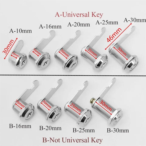 Cam Lock 10 To 25 Mm For Doors Cabinets Mailboxes And Drawers Durable Keyed Lock With Tamper Proof Safe Cylinder Solid Pick
