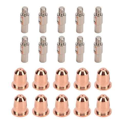 Fabater Plasma Cutter Consumables 20 Pcs Electrode Tip Nozzle And Cup Kit featuring brass and copper components for S45 cutting.
