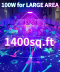 Beast 100W LED Black Light Bar IP66 Waterproof illuminating 1400 sq ft indoor party room with neon glow and decor