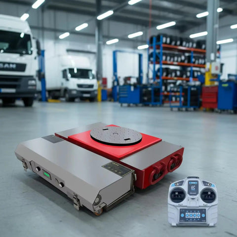 Kickstart Your Heavy Lifting With A Motorized Remote Control Machinery Dolly! Features remote control and 360-degree turntable.