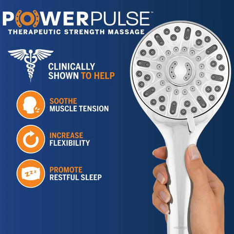 High Pressure Handheld Shower Head With Built In Power Jet And Multiple Spray Settings For Deep Cleaning And Quick Rinses In Chrome Finish