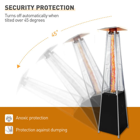 Outdoor Propane Patio Heater 48000 BTU With Detachable Wheels And Protective Cover Black High Heat Space Heater for Patio showing security protection feature