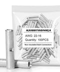 Non-Insulated DIY-Friendly Butt Connectors Kit With 100 Pcs Tinned Copper Uninsulated Wire Connectors For Auto And Marine Use AWG 22-16 Chamfered Entry