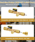 HVAC Valve Core Removal Tool Kit For Home Refrigeration, Includes 10 Valve Cores, 5 Brass Nuts, And 2 Brass Adapters For R410 R32 R22 R12 R407 R404 R600 Systems, Dual SAE 1/4 And 5/16 Ports, Great DIY Tinkering Upgrade, brass dual-port valve tool