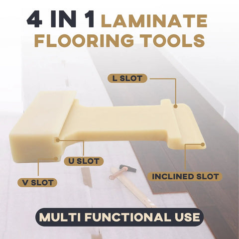 4-in-1 Nylon Tapping Block Kit for Laminate and Wood Flooring with U, V, L, Inclined Slots