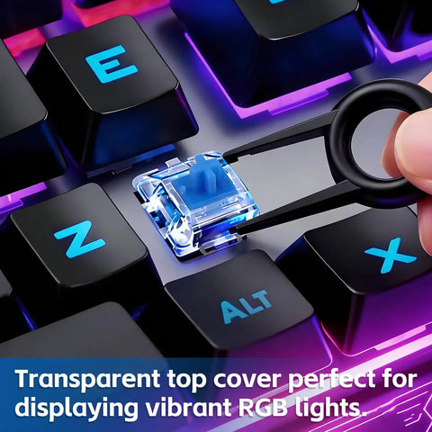 Blue 30 Pack Mechanical Keyboard Switches 3 Pin Dustproof Clicky Tactile For Gaming And Typing DIY Build Kits For Custom Keyboards And 3D Printing Projects transparent blue tactile switch in RGB keyboard