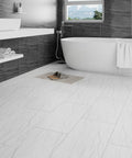 Bathroom with Grey White Marble Peel And Stick Floor Tiles 12x24 In 15 Pack Diy Ready Waterproof Vinyl Sheet Flooring Stick On And Removable