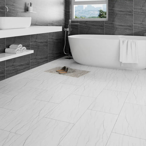 Bathroom with Grey White Marble Peel And Stick Floor Tiles 12x24 In 15 Pack Diy Ready Waterproof Vinyl Sheet Flooring Stick On And Removable
