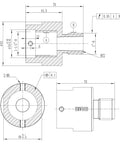 Hella Sturdy Wood Turning Lathe Adapter Converts 1 1/4 Inch Female To 1 Inch Male Thread dimensions drawing for woodworking upgrades.