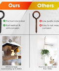Comparison of Heavy Duty Black Screw Eyes Set Of 8 3.2 Inch Self Tapping Eye Hooks with competitor's hook, showing rust resistance and load capacity.