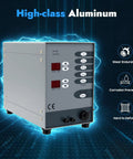 Premium Automatic Spot Welding Machine With Pulse Argon Arc Precision Control For Jewelry And Metal Crafts High Efficiency 50A To 600A Power Adjustable For Serious DIY Tinkering Proven Stable Arc Quality, featuring a gray aluminum case and dual LCD displays.