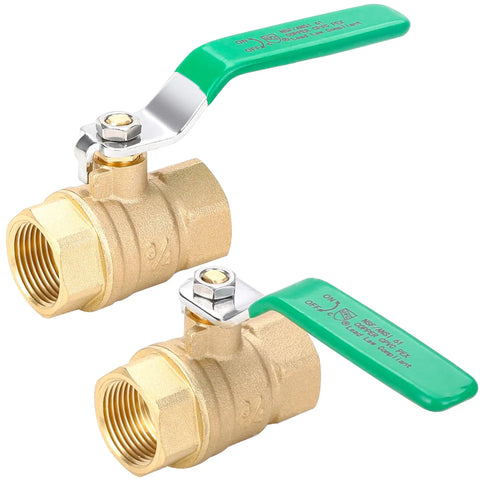 Two Pack Three Quarter Inch NPT Full Port Ball Valve Lead Free Brass Drinking Water Shut Off Valve with Chrome Plated Handle