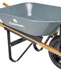 Five Cubic Foot Heavy Duty Garden Cart With 15 Inch Flat Free Tire for Gardening Planting and Outdoor Projects, steel frame, side view