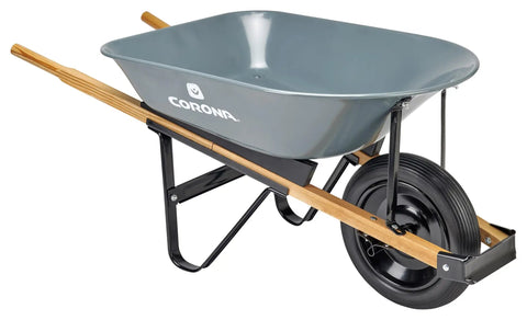 Five Cubic Foot Heavy Duty Garden Cart With 15 Inch Flat Free Tire for Gardening Planting and Outdoor Projects, steel frame, side view